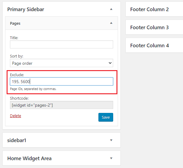 Exclude Page in Pages Menu Widget