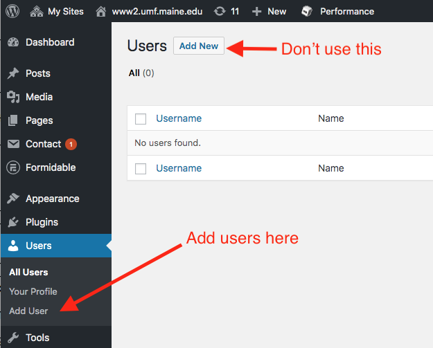 Click Add Users in the left menu
