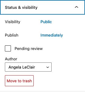 Status and Visibility Options Status and Visibility Options