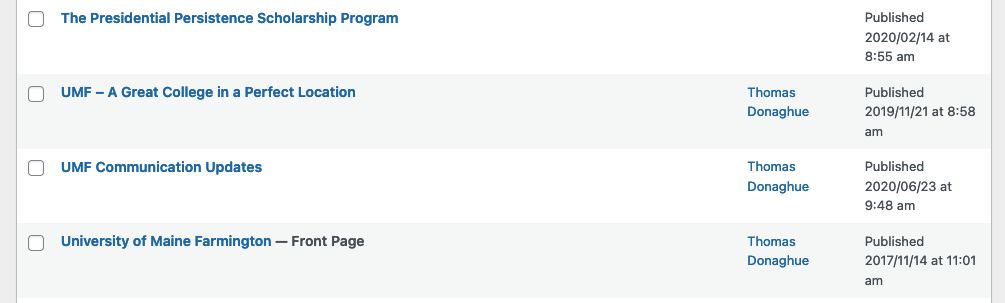 Front Page designation in Pages list Front Page designation in Pages list