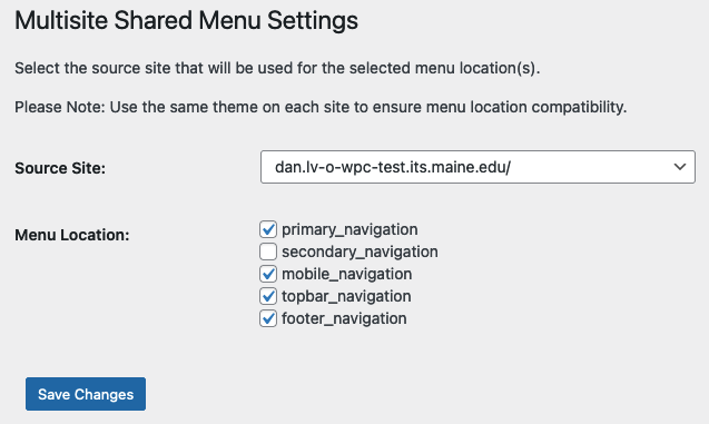 Multisite Shared Menu Settings Multisite Shared Menu Settings