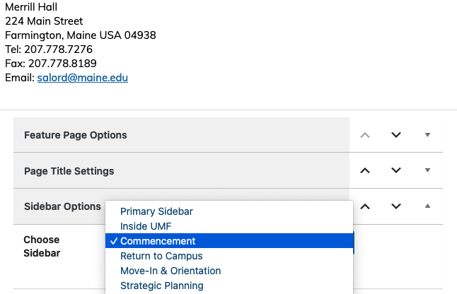Select Sidebar Option Select Sidebar Option