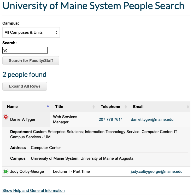 UMS People Search Screen UMS People Search Screen