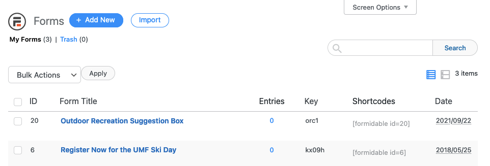 Forms List Forms List
