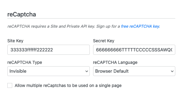 ReCaptcha Settings ReCaptcha Settings