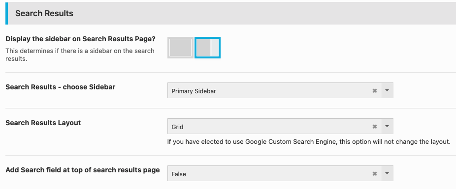 Search Results Page Options Search Results Page Options
