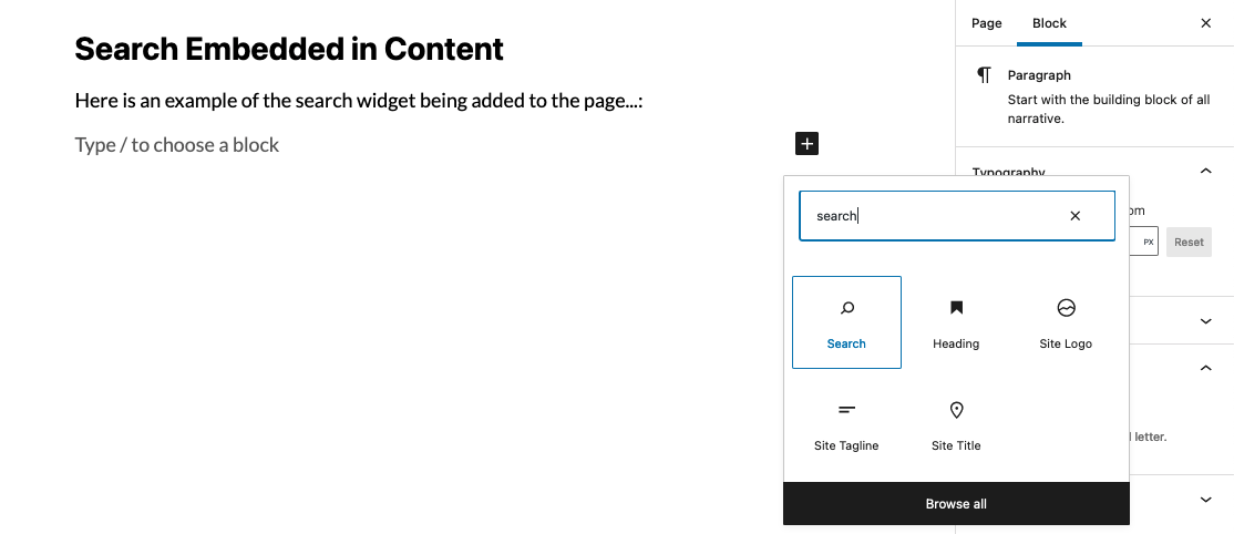 Add Search Widget to Page Add Search Widget to Page